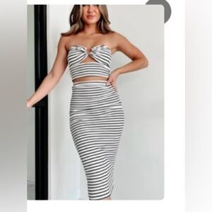 NanaMacs Black and White Striped Two-Piece Set